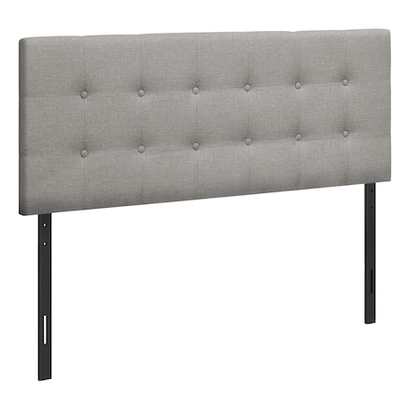 Monarch Specialties Bed, Headboard Only, Full Size, Bedroom, Upholstered, Linen Look, Grey, Transitional I 6003F